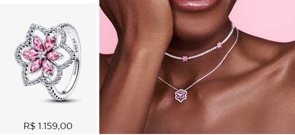 Anel De Prata Floral Herbario Rosa Brilhante