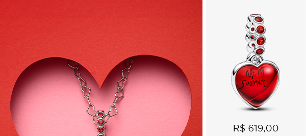 Charm Prata Pendente Coracao Vermelho