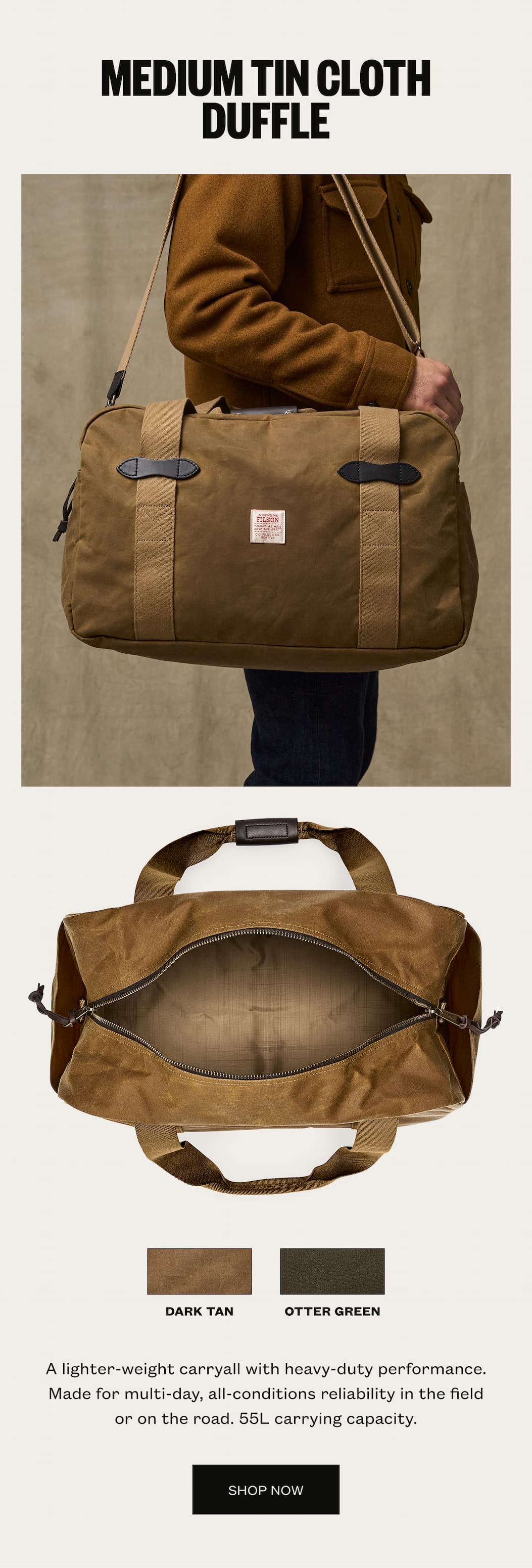 Medium Tin Cloth Duffle Bag