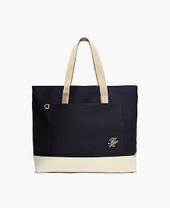 Two Tone Canvas Beach Tote Bag