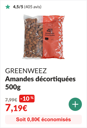 -10% sur les Amandes décortiquées bio 500g - GREENWEEZ