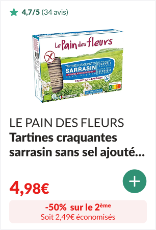 -50% sur le deuxième paquet de Tartines craquantes sarrasin sans sel ajouté bio 300g - LE PAIN DES FLEURS