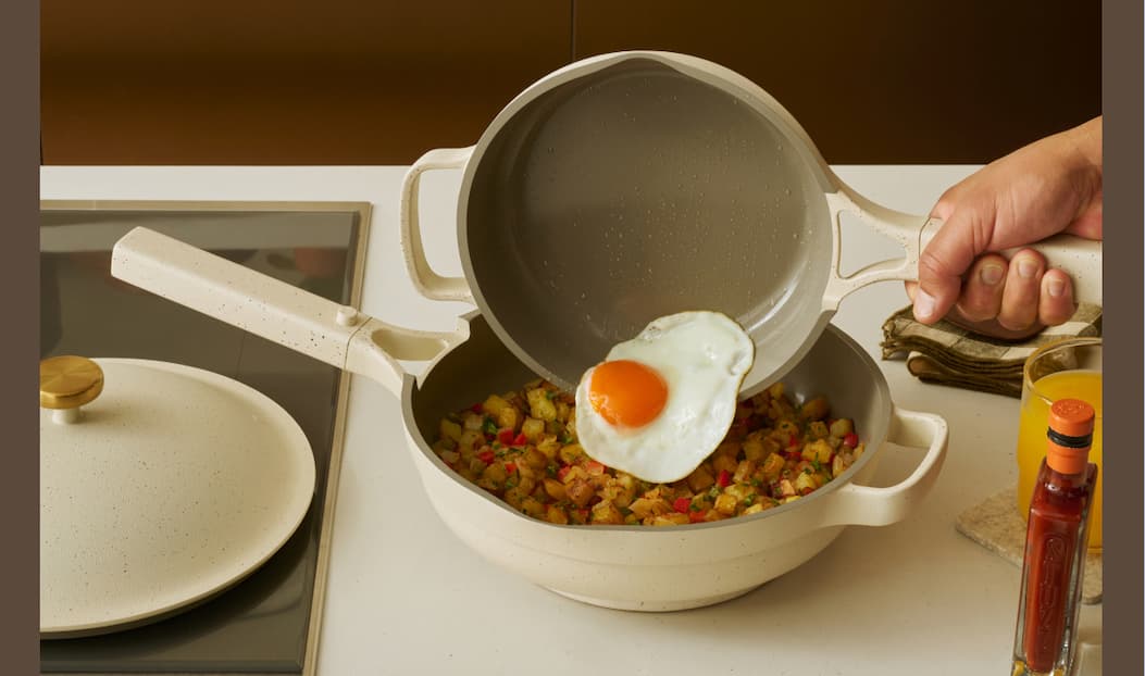 With our non-toxic Thermakind® ceramic cookware, food releases easily and cleanup moves faster. The only thing you can expect to stick is its place in your cooking rotation. 