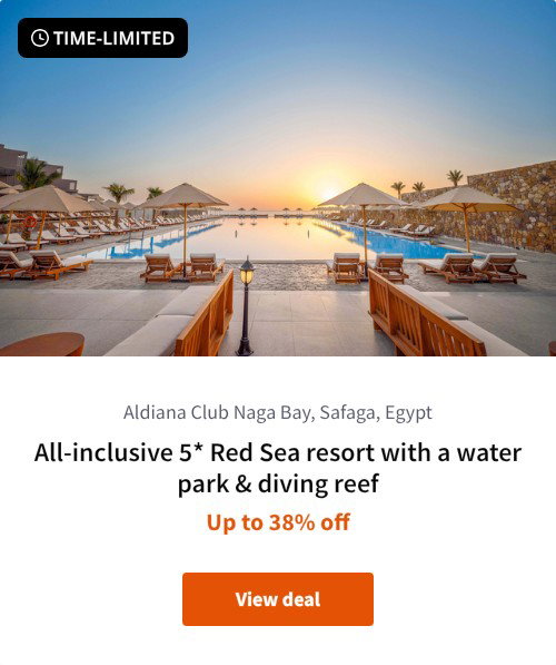 All-inclusive 5* Red Sea resort with a water park &amp; diving reef