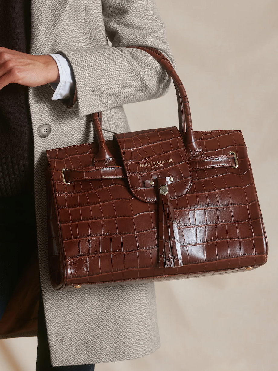 Windsor Conker Croc Handbag
