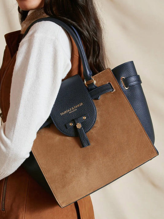 Windsor Tan & Navy Tote Bag