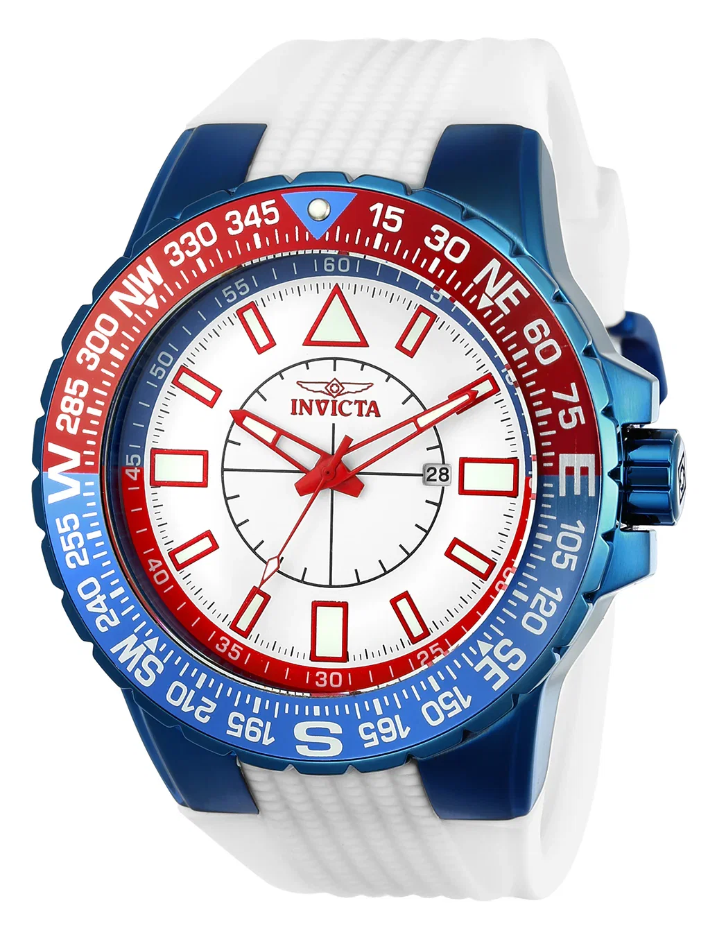 Image of Invicta Men's 52mm Aviator Quartz Red-White-Blue Silicone Strap Watch