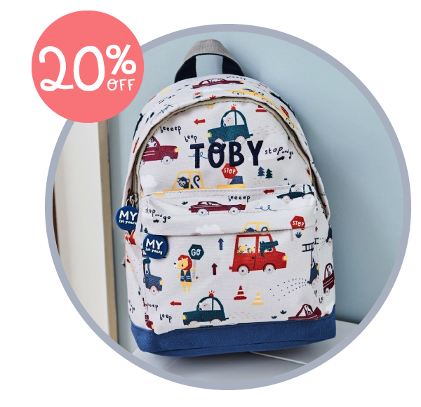 Personalised Transport Print Classic Mini Backpack