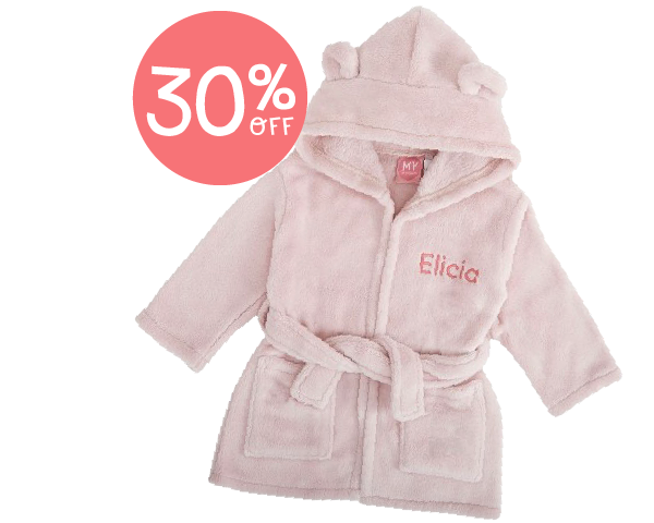Personalised Pink Hooded Fleece Robe