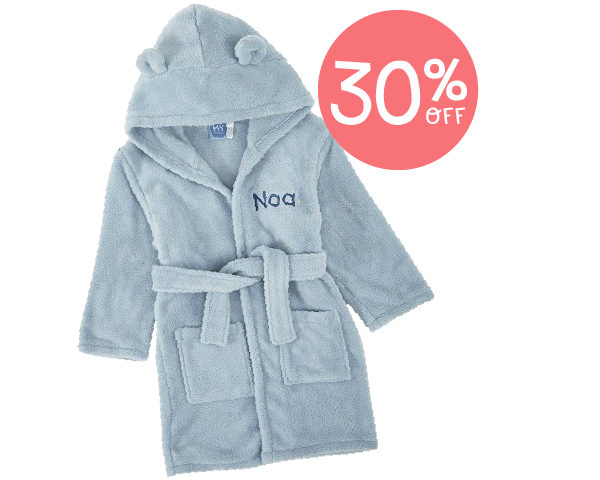 Personalised Blue Hooded Fleece Robe