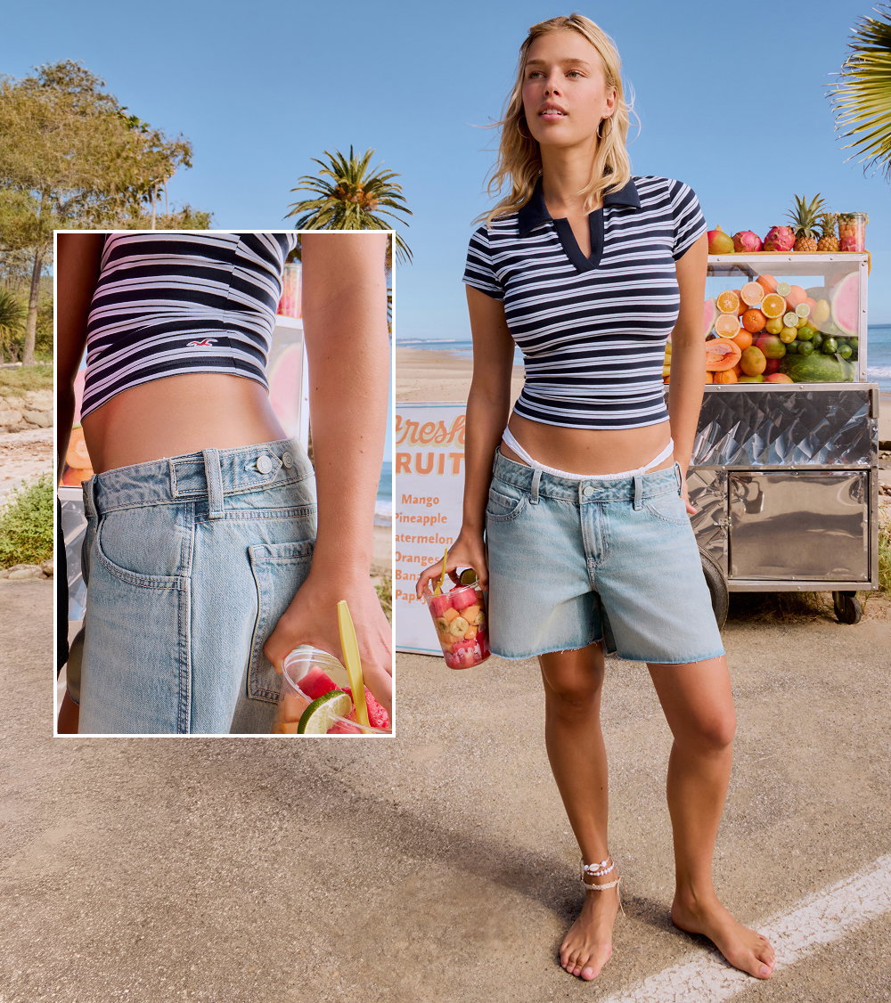 Hollister Andi Adjustable Waist  Adjustable tabs and belts that eliminate waist gap for a perfectly cinched waist in 100% cotton denim.  <Shop Now