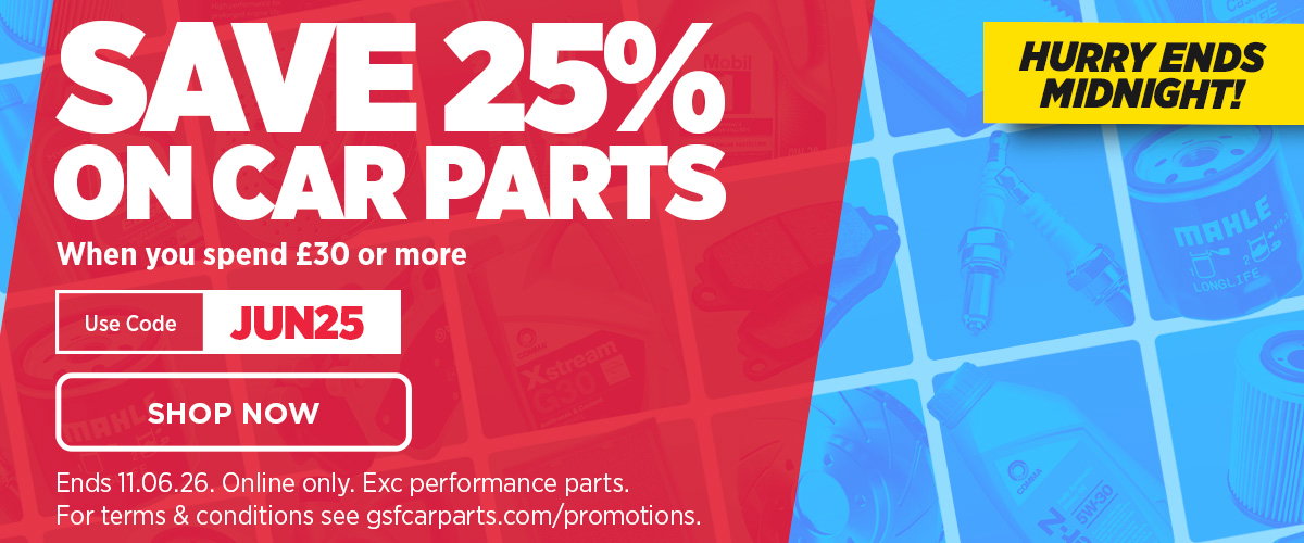 Save 25% on car parts when you spend £30 or more - Use code JUN25