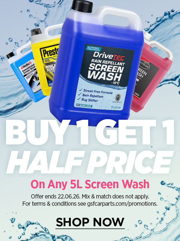 Buy 1 get 1 half price on any 5L Screen Wash