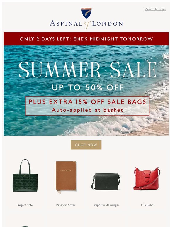 Only 2 days Left!! EXTRA 15% Off Sale Bags