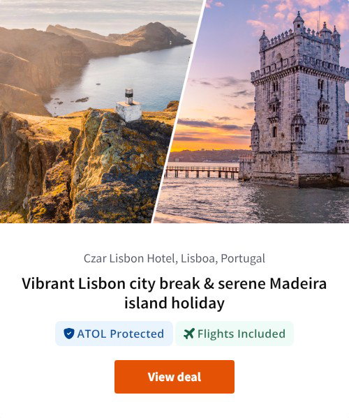 Vibrant Lisbon city break &amp; serene Madeira island holiday