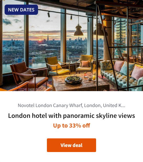London hotel with panoramic skyline views
