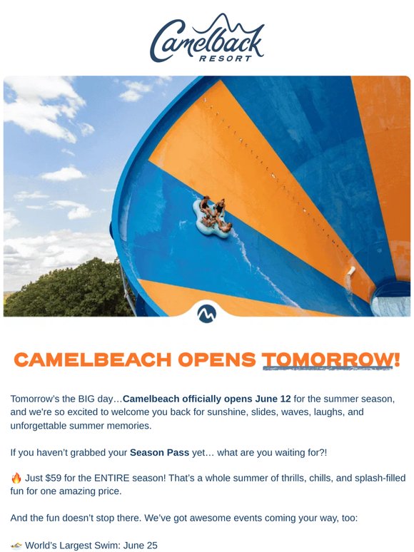Camelbeach Opens Tomorrow! 🌊