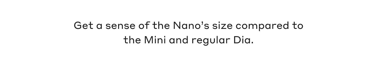 Get a sense of the Nano's size compared to the Mini and regular Dia.