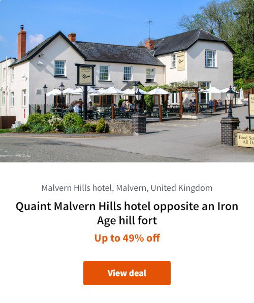 Quaint Malvern Hills hotel opposite an Iron Age hill fort