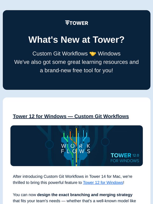 Tower 12 for Windows – Custom Git Workflows! 🎉