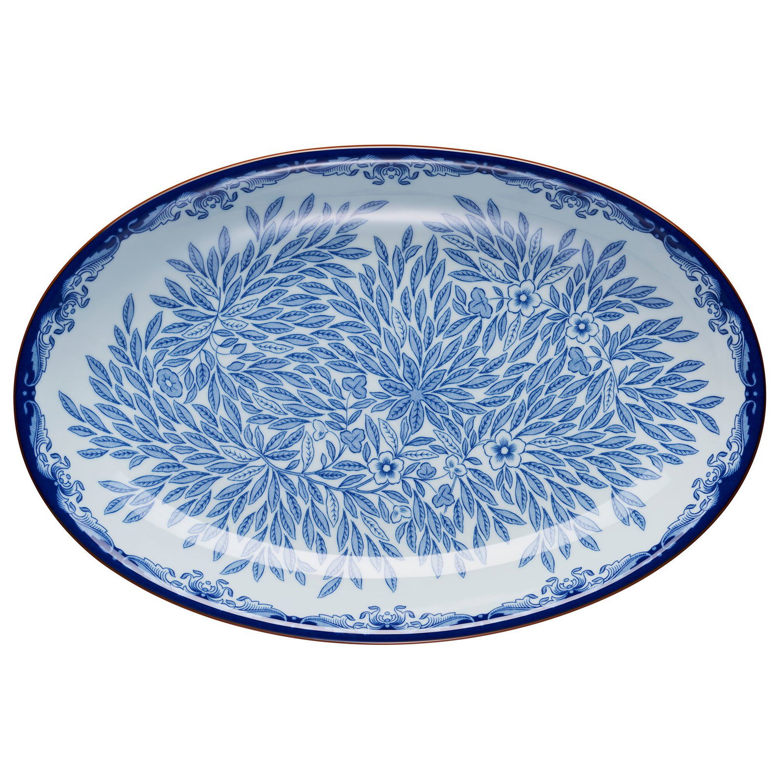 Rörstrand Ostindia Floris ovalt serveringsfat 33 x 22 cm, blå
