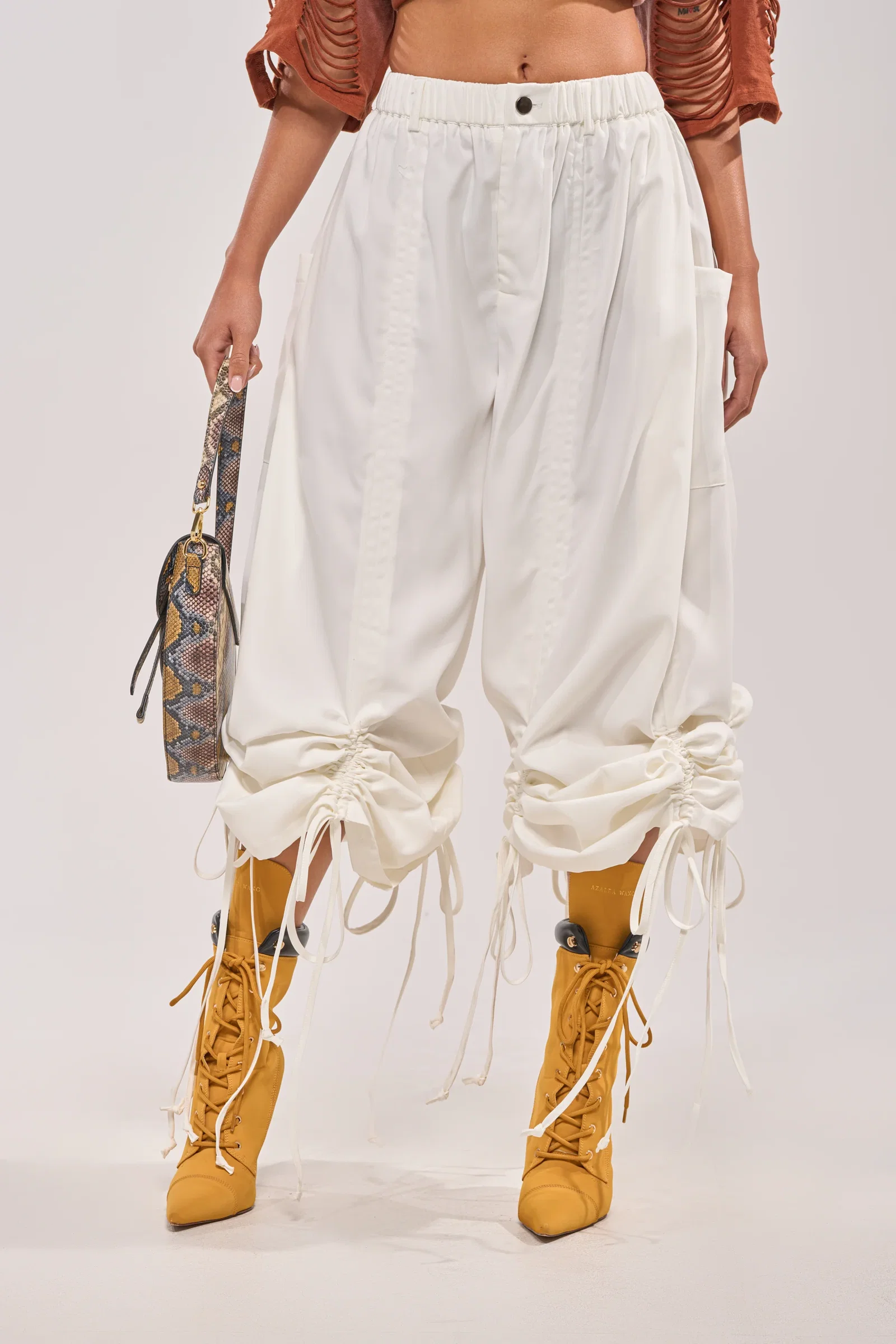 Image of DRAMA RUCHED JOGGER IN WHITE