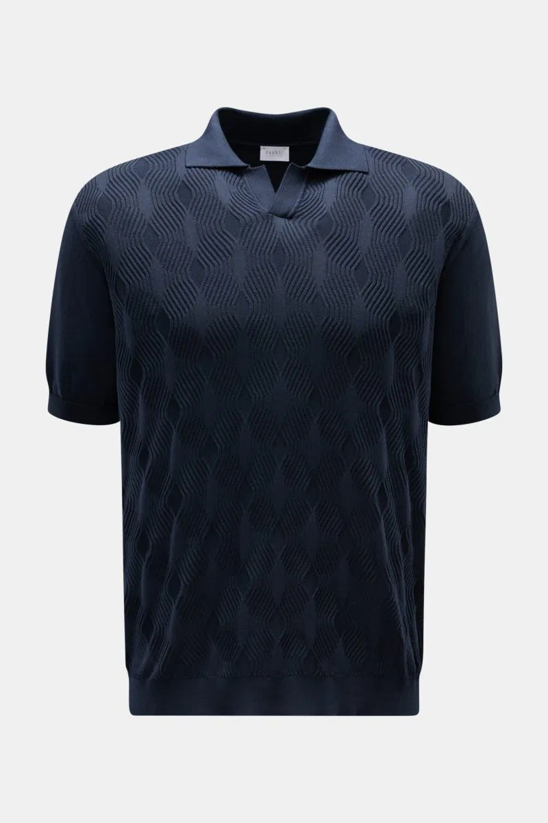 Kurzarm-Strickpolo navy