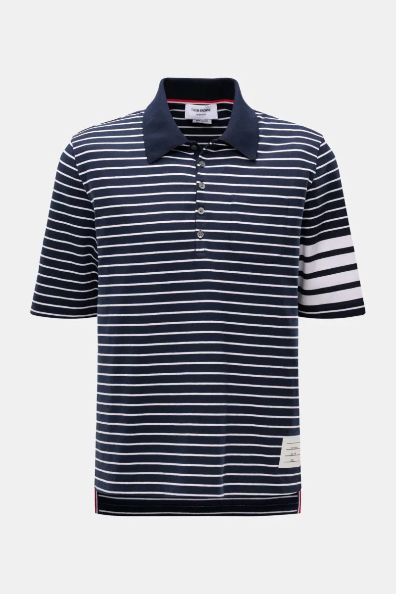 Jersey-Poloshirt navy/weiß gestreift