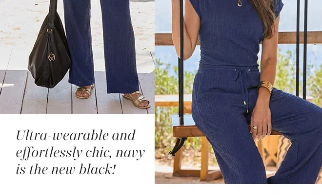 Navy Blue Textured Tuck Sleeve Top