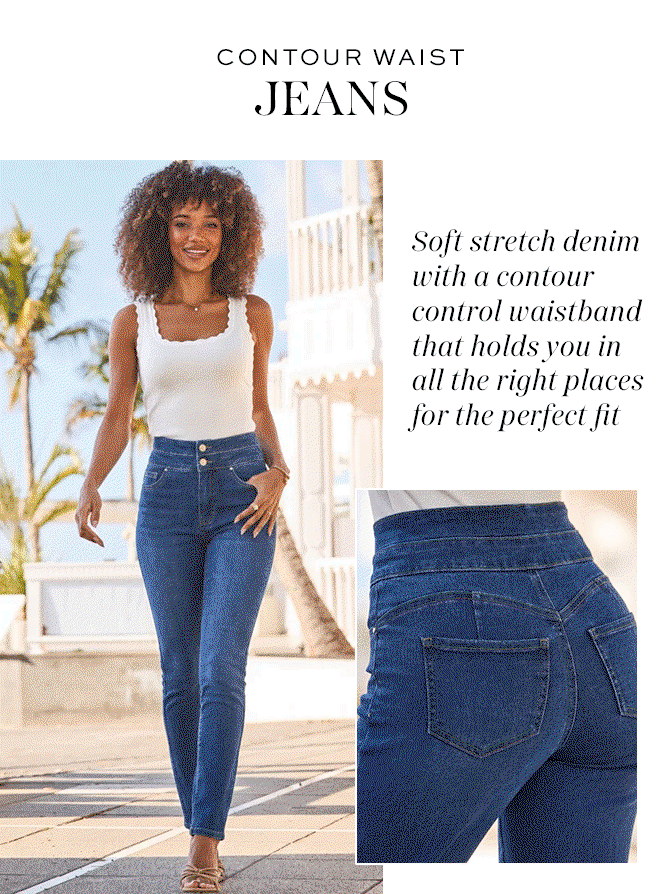 Mid Blue Contour Waist Slim Leg Jeans