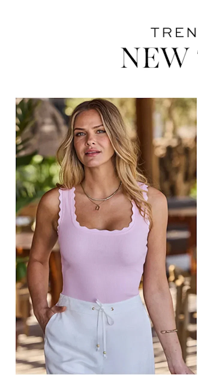 Pale Pink Scallop Edge Rib Vest