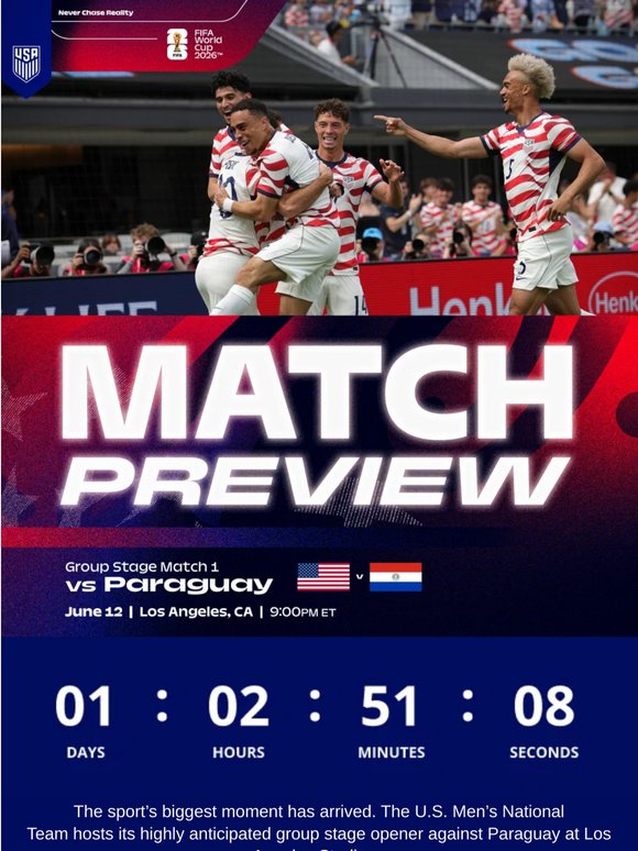 The journey begins. USMNT’s Group Stage opener vs. Paraguay