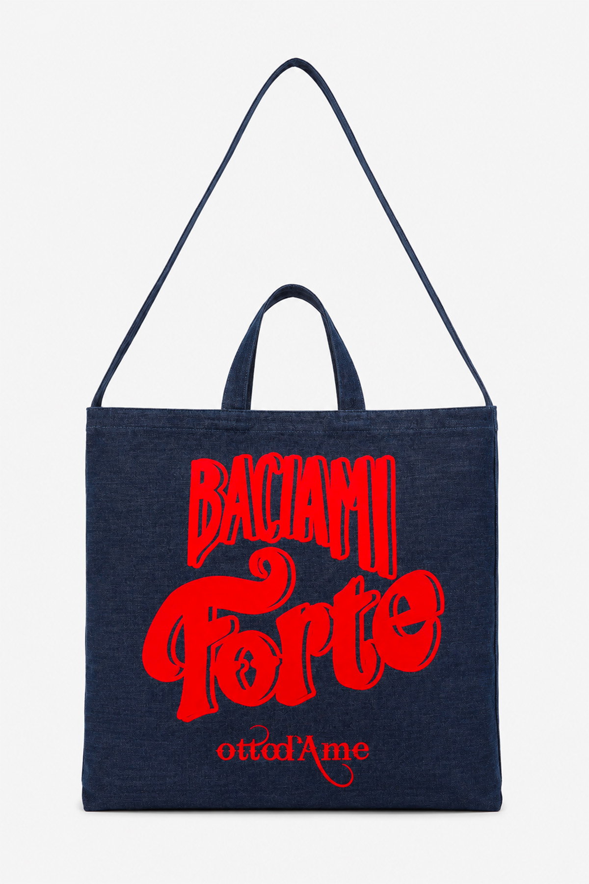 Shopper in denim con stampa