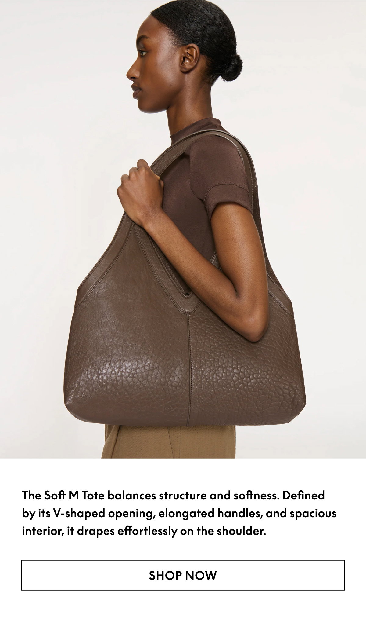 The Soft M Tote balances structure and softness.
