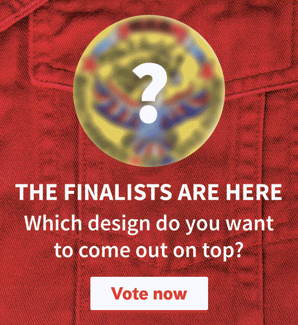 Carousel featuring top 5 designs teaser with images blurred out. Click to vote for your favorite!