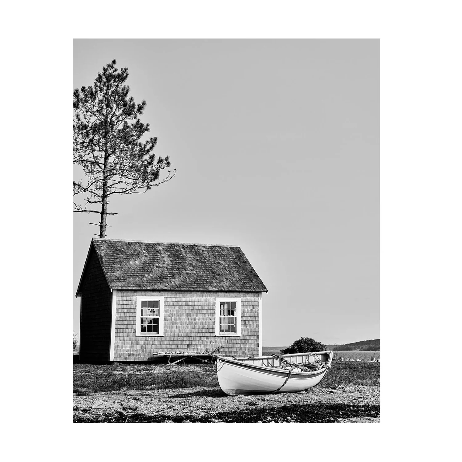 Image of Black and White Oceanside Cabin Photograph By Matt Albiani