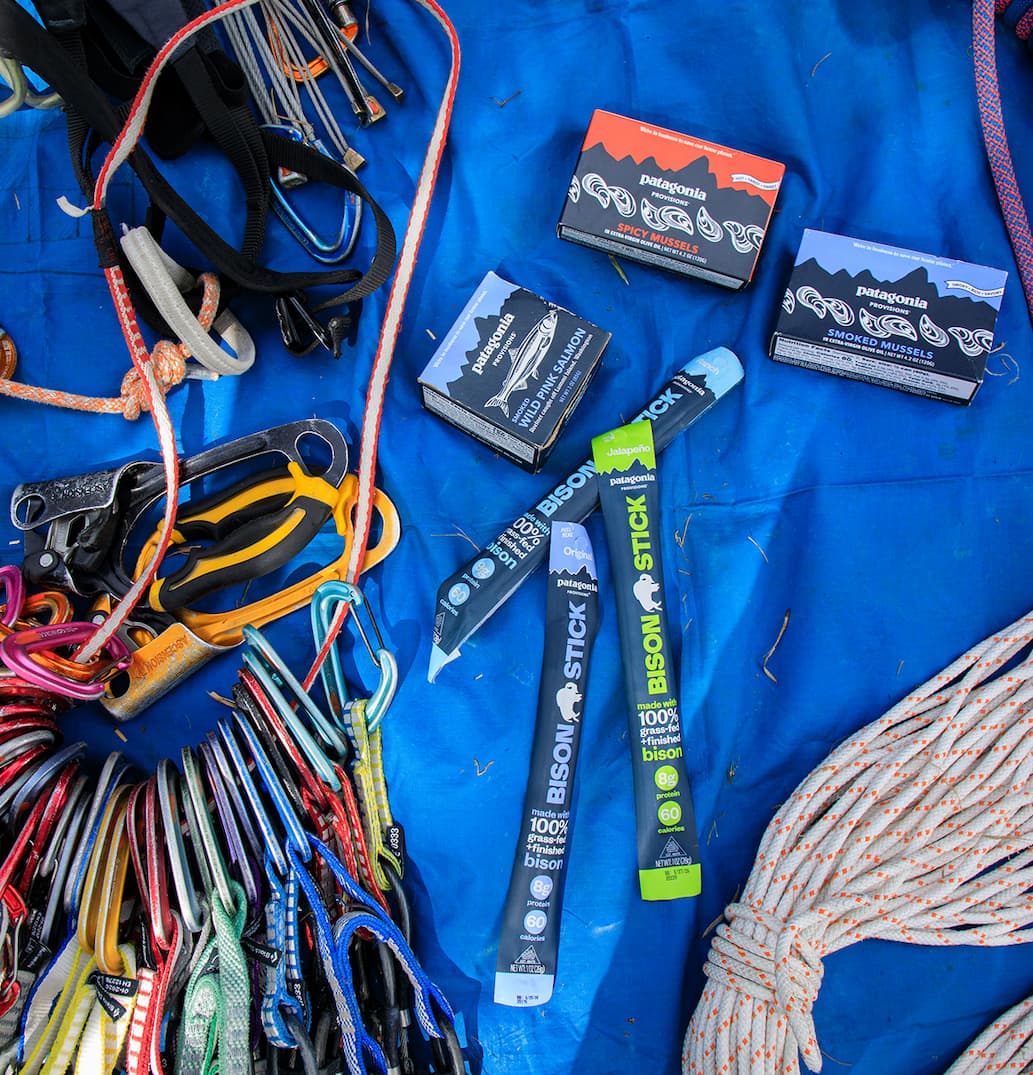 Patagonia Provisions Bison Sticks and Tinned Fish for a climbing break