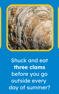 Shuck and eat three clams before you go outside every day of summer? OR