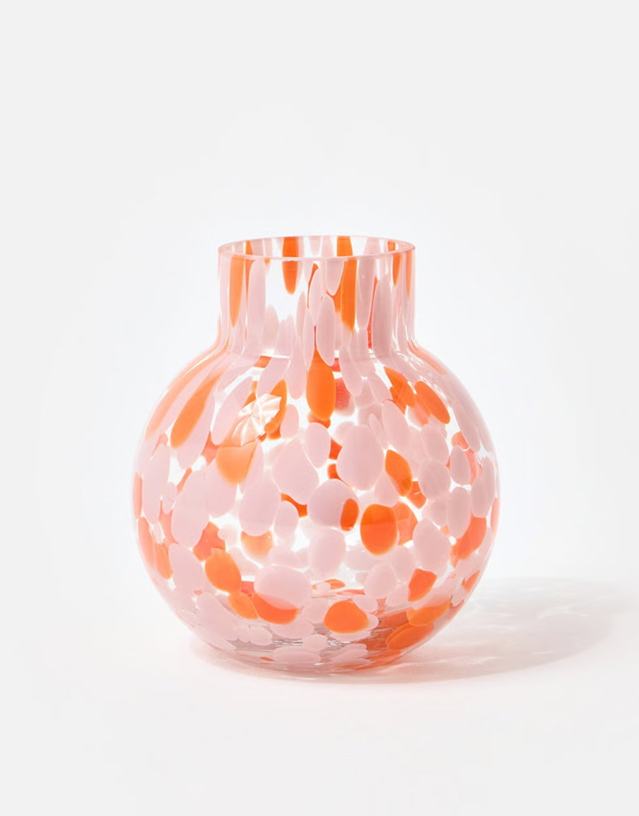Rubi Pink & Orange Speckle Glass Vase