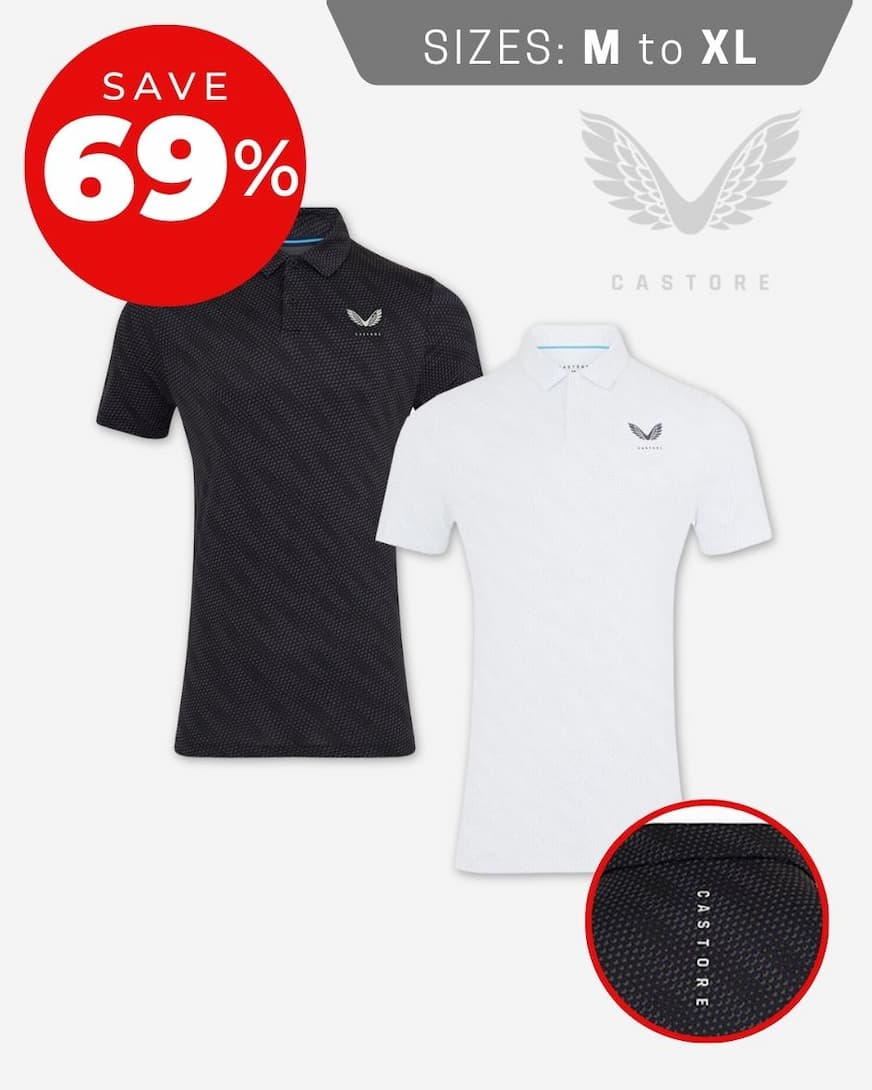 Castore Mens Club Golf Ball Printed Performance Wicking Polo Shirt