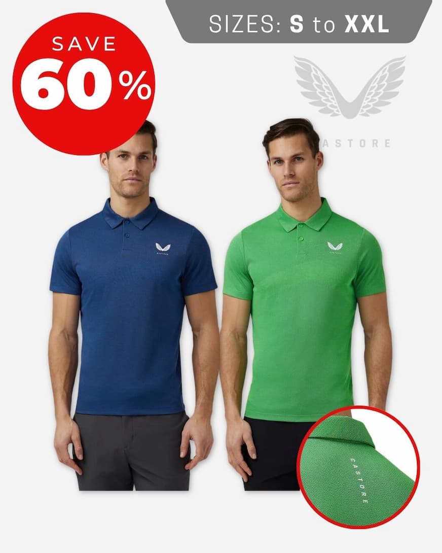 Castore Mens Pinnacle Engineered Knit Lightweight Wicking Golf Polo Shirt
