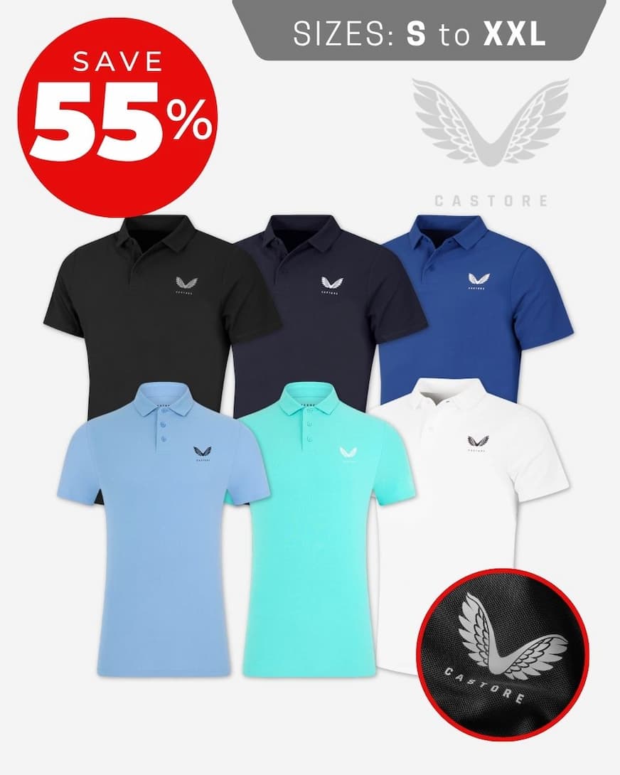 Castore Mens Club Essential Stretch Lightweight Breathable Golf Polo Shirt