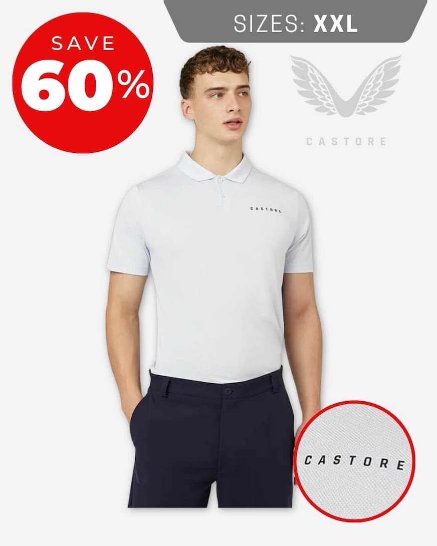 Castore Mens Engineered Knit Four Way Stretch Lightweight Golf Polo Shirt