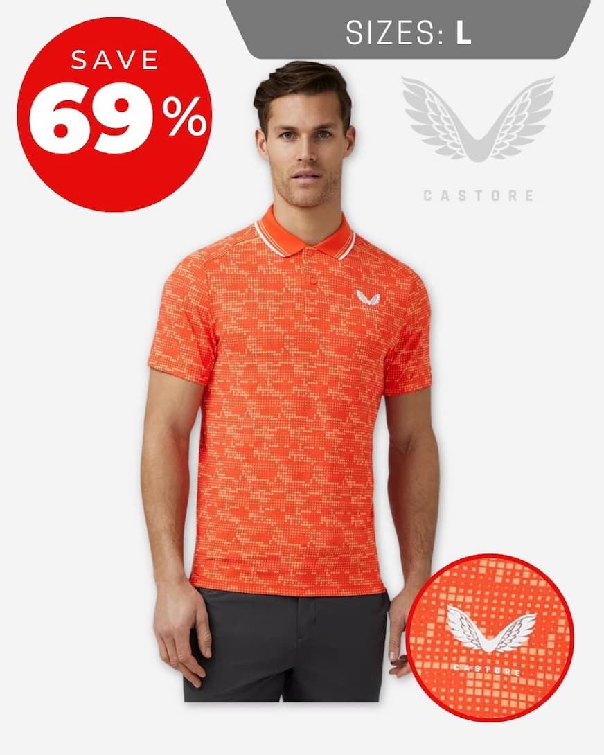 Castore Mens Printed Tech Stretch Fabric Lightweight Golf Polo Shirt