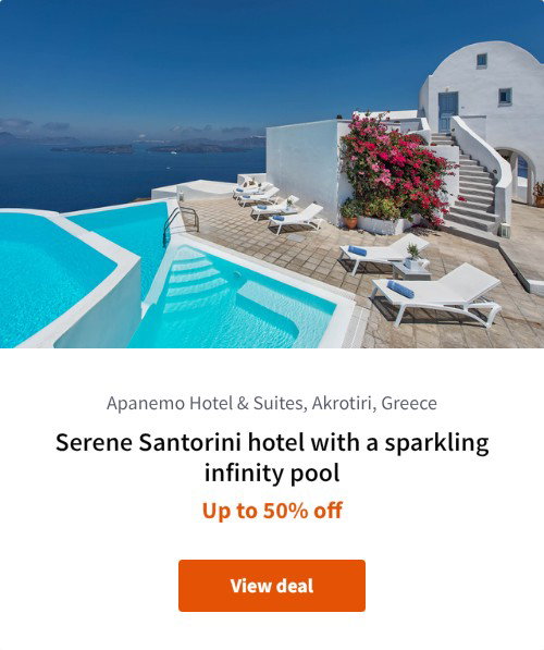 Serene Santorini hotel with a sparkling infinity pool