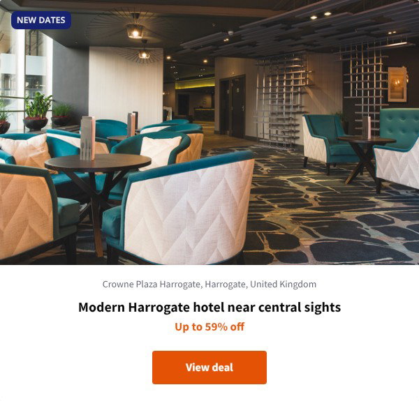 Modern Harrogate hotel near central sights