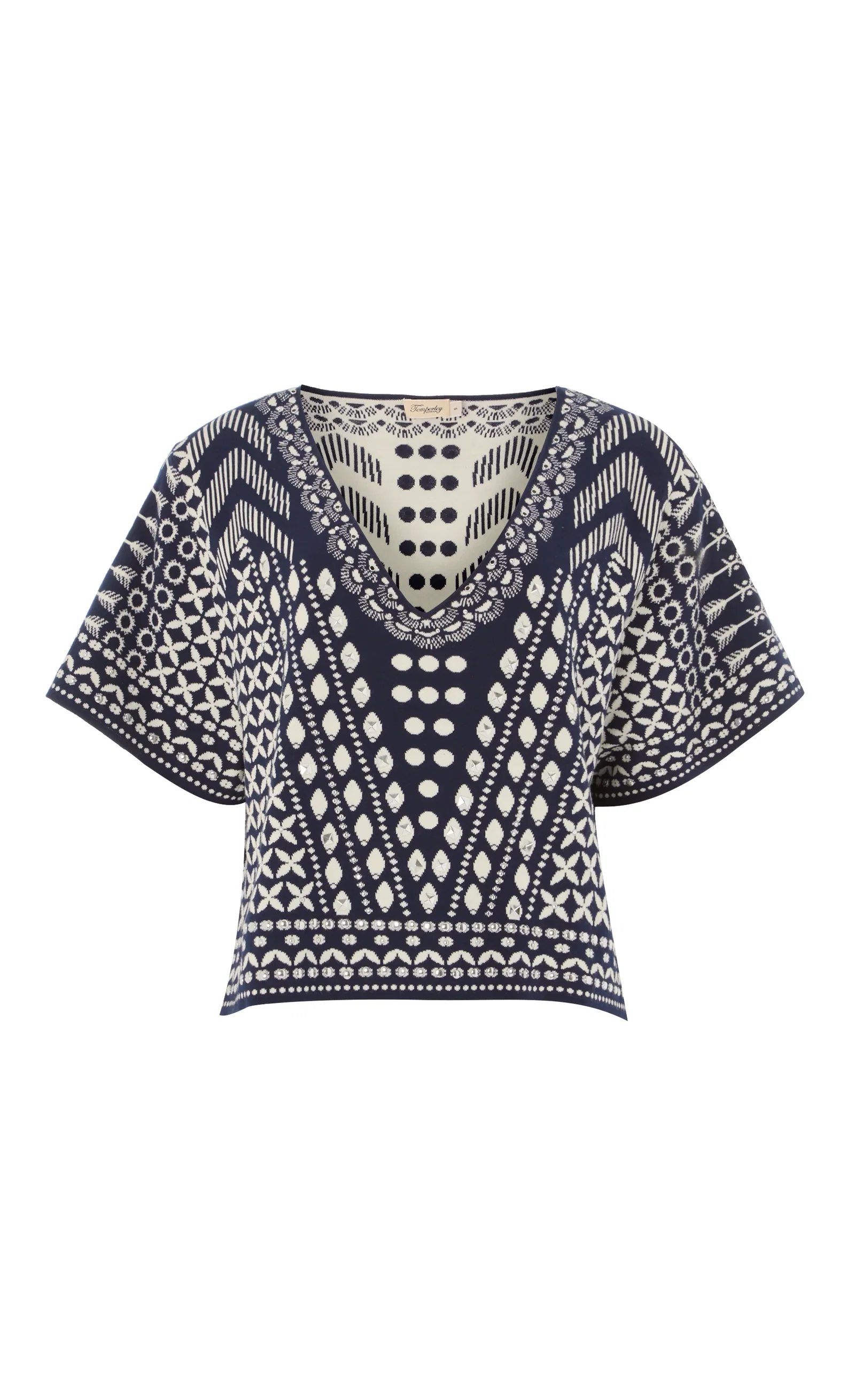 Image of Tlalli Knit Top - Navy Silver