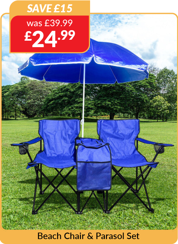 beach chair and parasol set. Save £15 - was £39.99, now £24.99