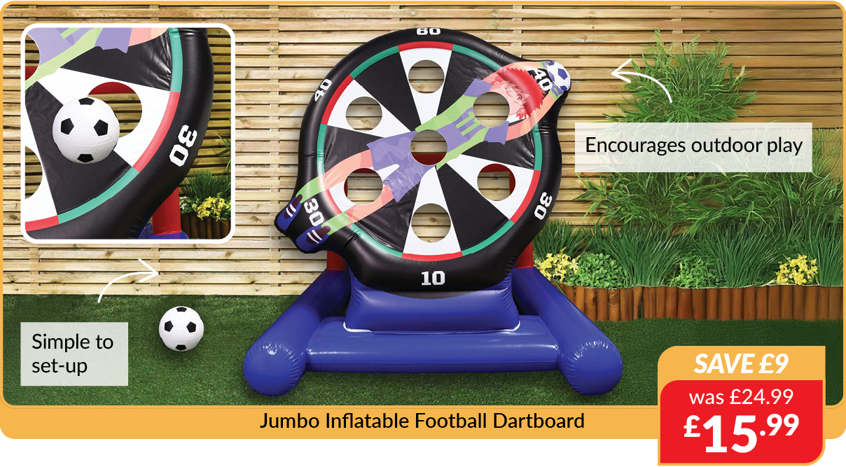 Jumbo inflatable football dartboard. Save £9 - was £24.99 now £15.99