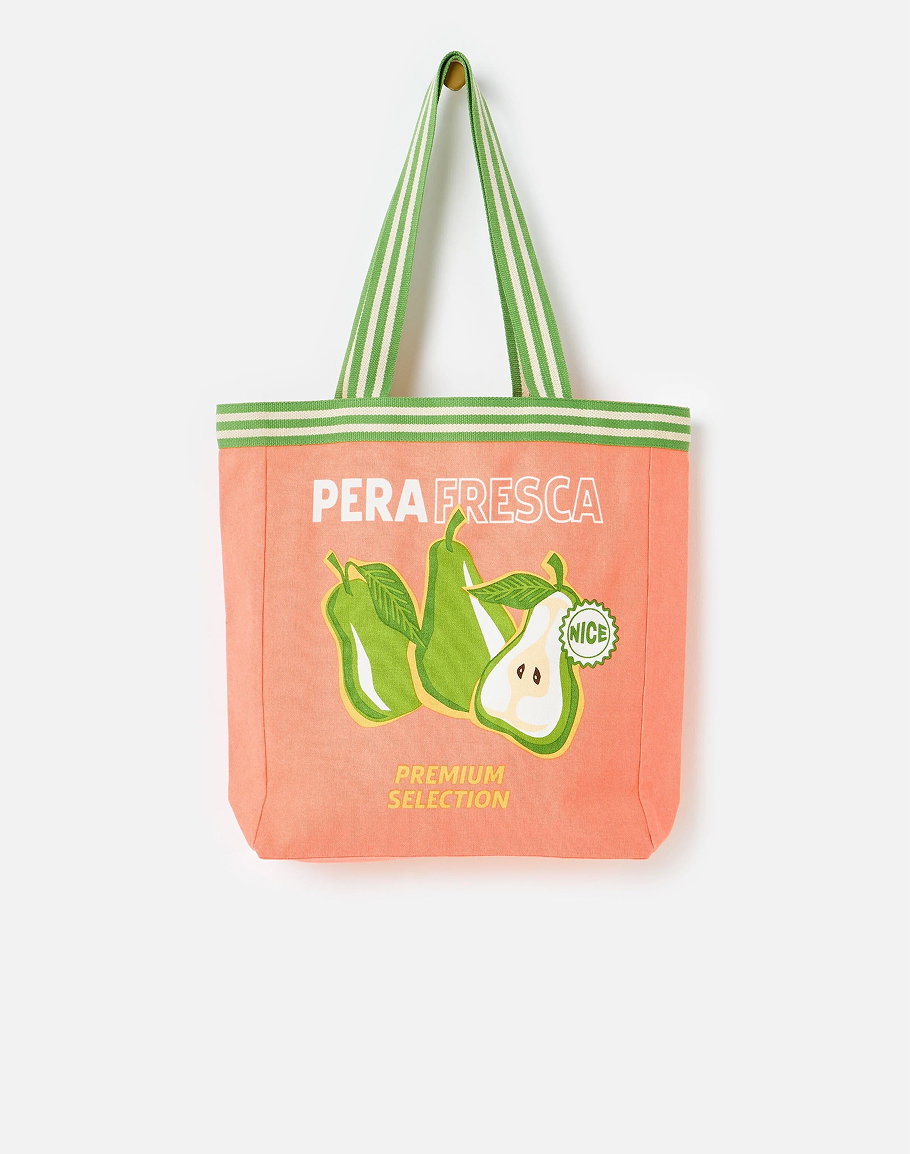 Coral Pera Fresca Fabric Tote Shopper Bag